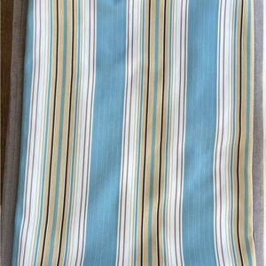 Striped Blue, Brown  Fabric 60” x 82” tablecloth with matching placemats